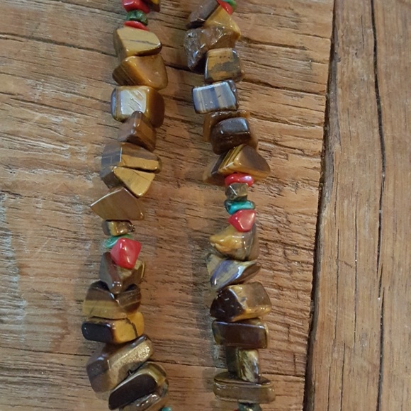 Nice brown and red turquoise chunky stone necklace - Picture 3 of 6